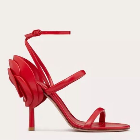 RARE NWOT VALENTINO GARAVANI Roserouche 1959 Leather Sandals in Red - Picture 1 of 5